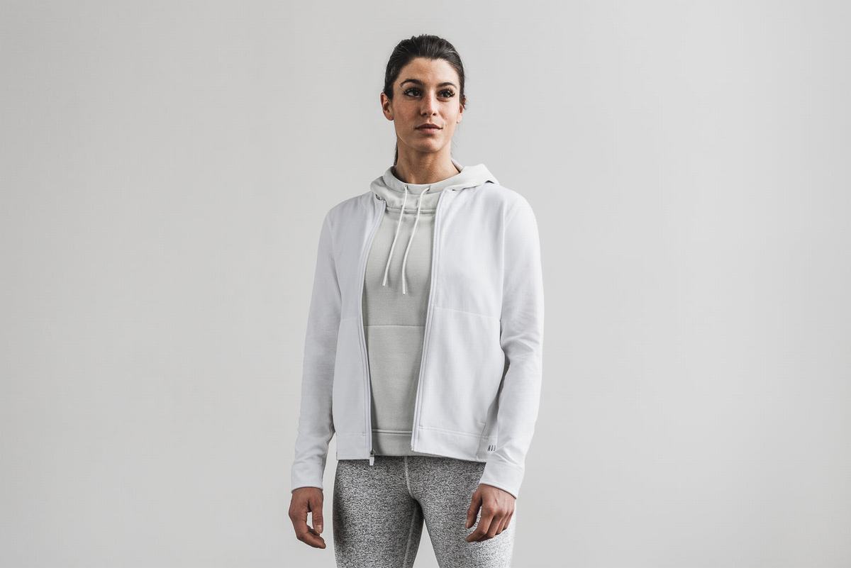 Nobull Twill Zip-up Jassen Dames Wit | 140253-SCU