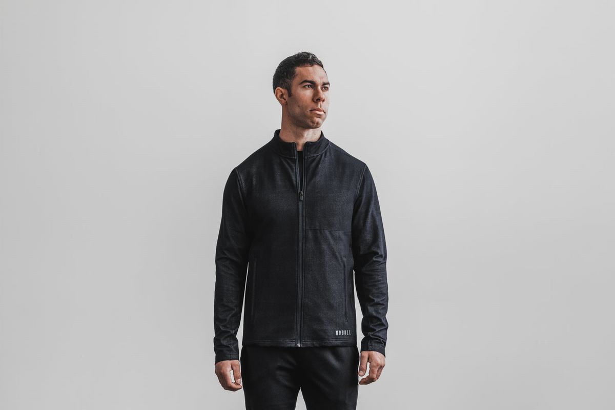 Nobull Twill Zip-up Jassen Heren Zwart | 392856-QRP
