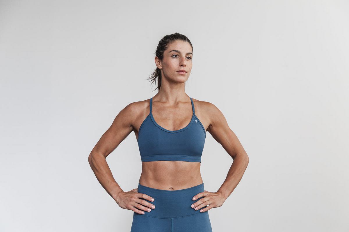 Nobull V-Neck Matte Sport Bh Dames Blauw | 165302-KNF