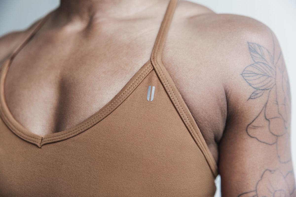 Nobull V-Neck Matte Sport Bh Dames Bruin | 986503-CAD