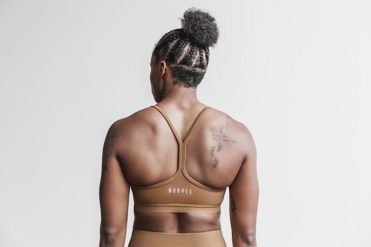 Nobull V-Neck Matte Sport Bh Dames Bruin | 986503-CAD