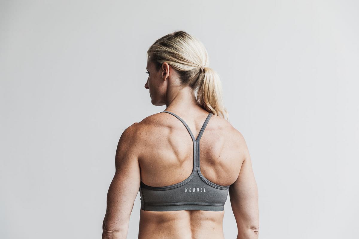 Nobull V-Neck Matte Sport Bh Dames Donkergrijs | 519824-CMD