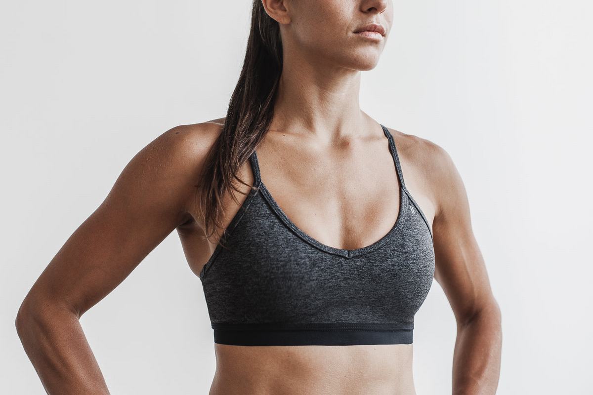 Nobull V-Neck Matte Sport Bh Dames Grijs | 340659-RST