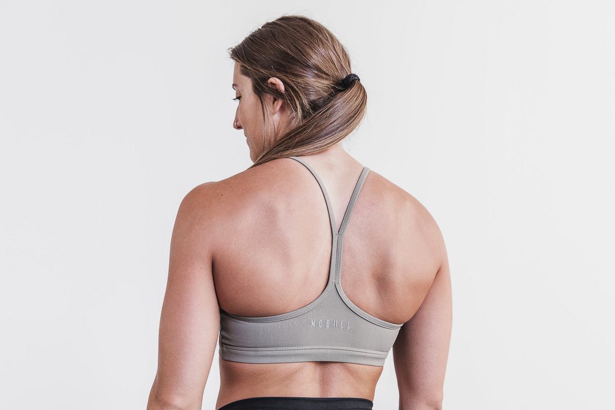 Nobull V-Neck Matte Sport Bh Dames Grijs | 657821-BVO