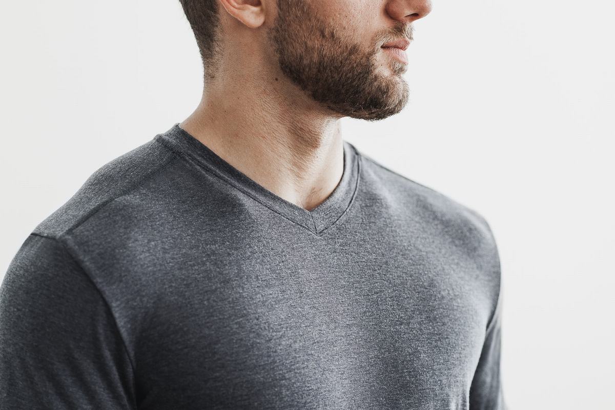 Nobull V-Neck T-shirts Heren Diepgrijs | 461879-LHP