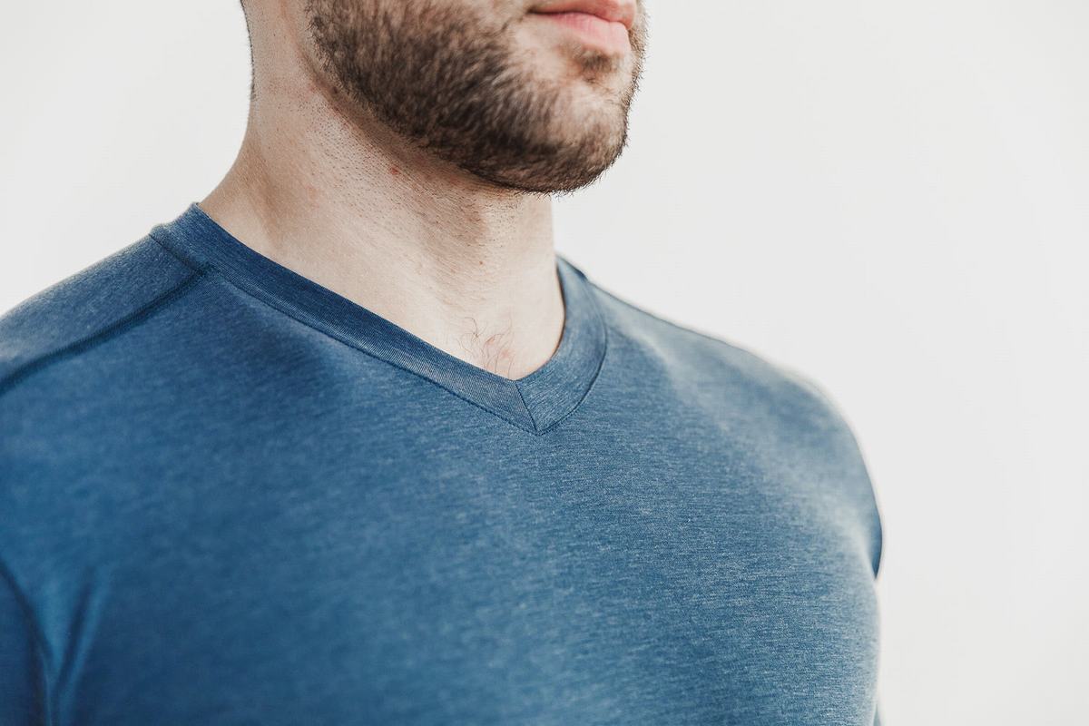 Nobull V-Neck T-shirts Heren Diepturquoise | 630871-AYZ