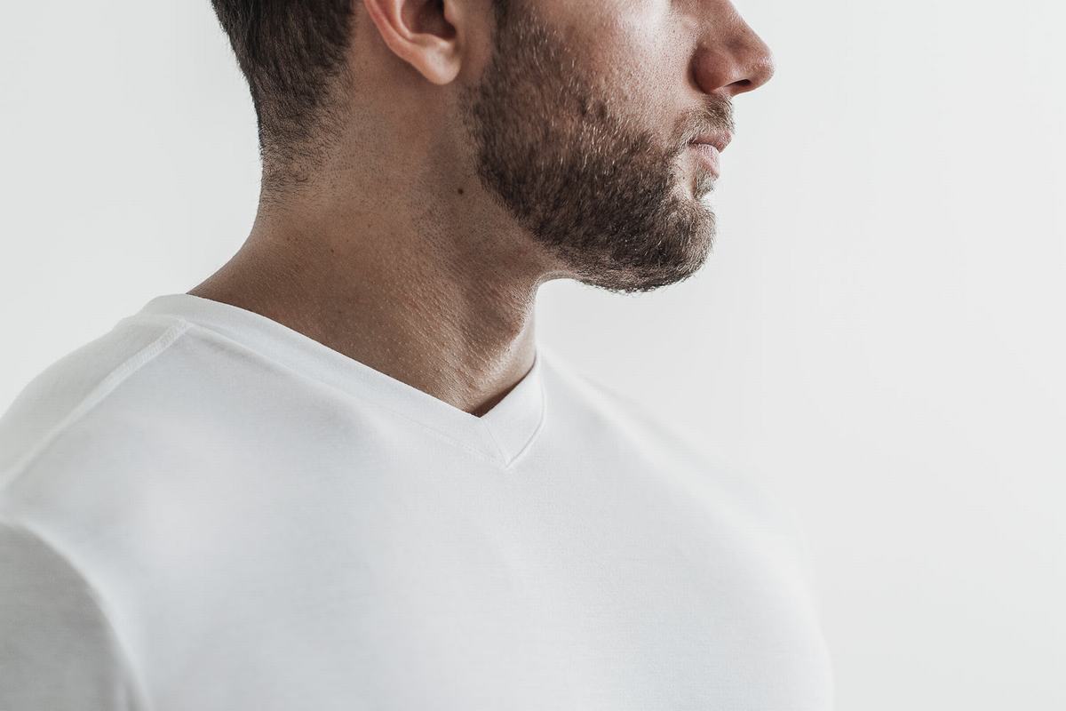 Nobull V-Neck T-shirts Heren Wit | 238607-ESG