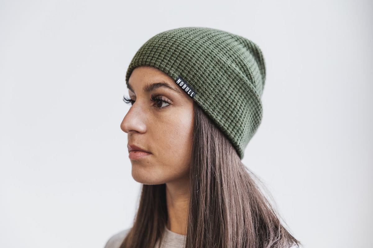 Nobull Waffle Beanie Muts Heren Olijfgroen | 218340-HIA