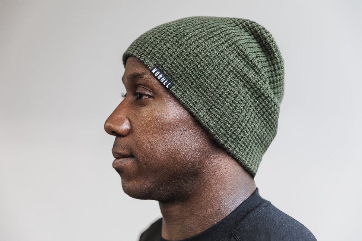 Nobull Waffle Beanie Muts Heren Olijfgroen | 218340-HIA