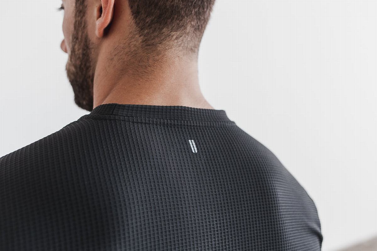 Nobull Waffle T-Shirt Lange Mouw Heren Donkergrijs | 514387-TBJ