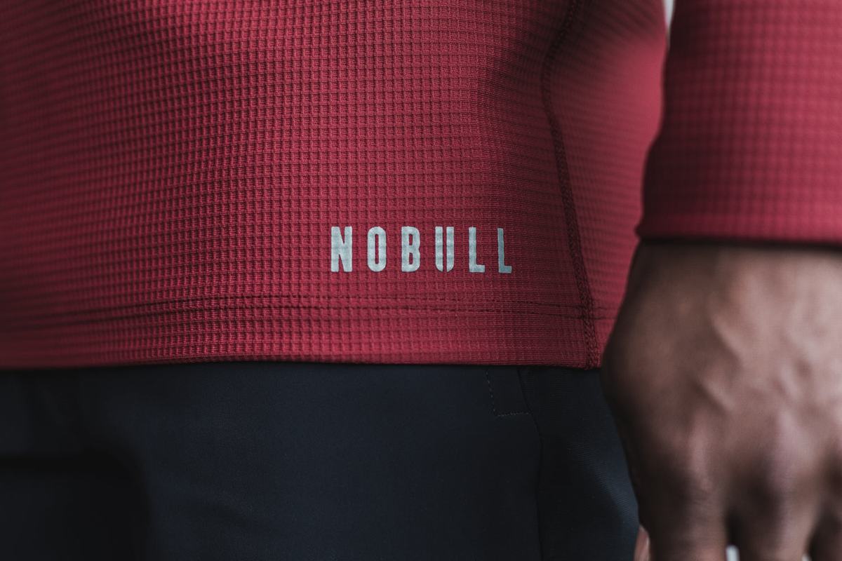 Nobull Waffle T-Shirt Lange Mouw Heren Rood | 143798-ZDR
