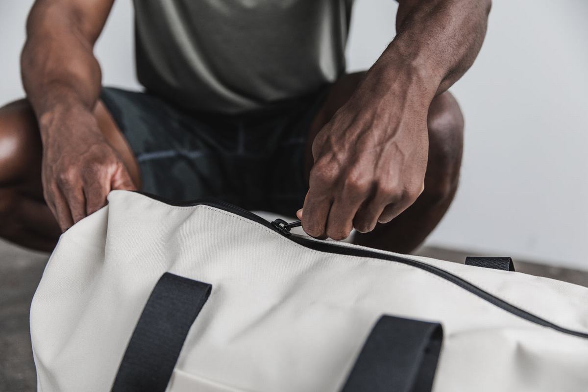 Nobull Waxed Canvas Duffle Sporttas Heren Wit | 481352-AYN