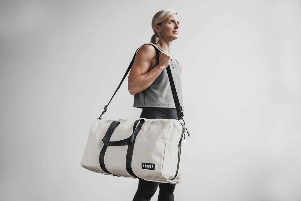 Nobull Waxed Canvas Duffle Sporttas Heren Wit | 481352-AYN