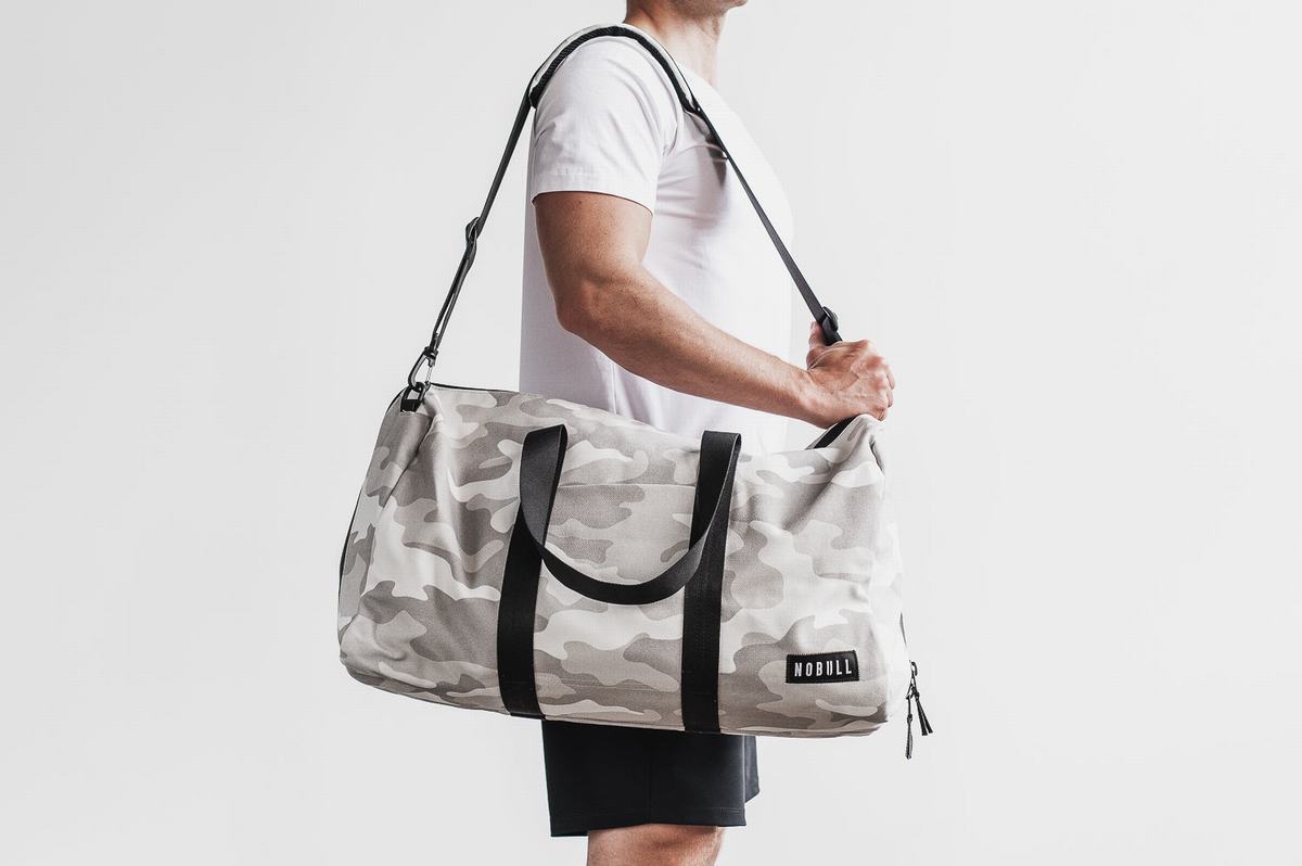 Nobull Waxed Canvas Duffle Sporttas Heren Wit Camo | 769428-GDQ