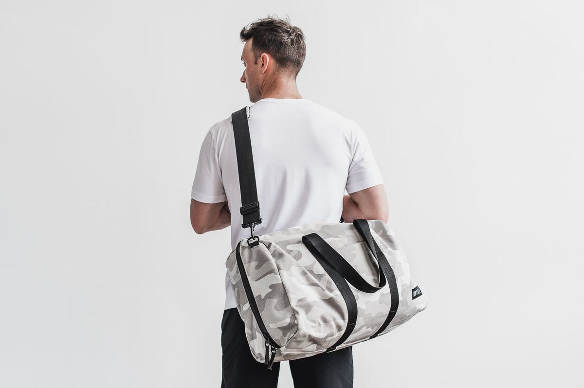 Nobull Waxed Canvas Duffle Sporttas Heren Wit Camo | 769428-GDQ