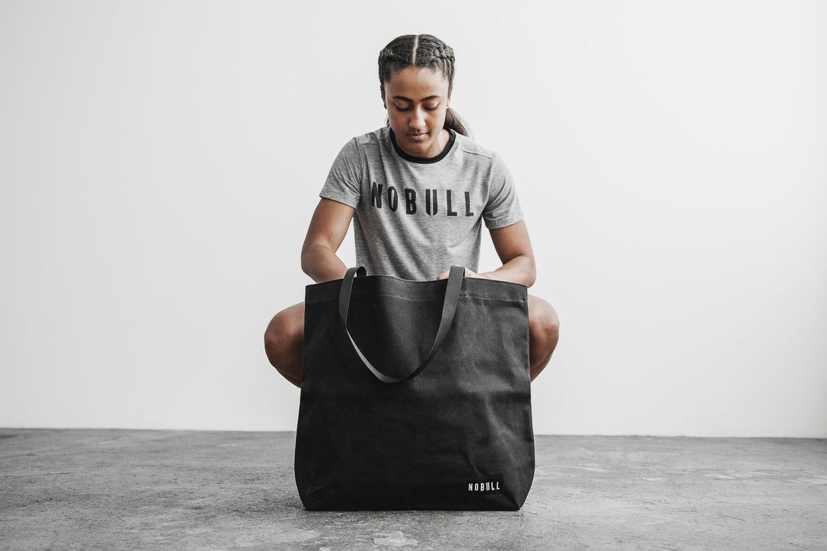 Nobull Waxed Canvas Open Top Tote Tassen Heren Zwart | 756034-OZM