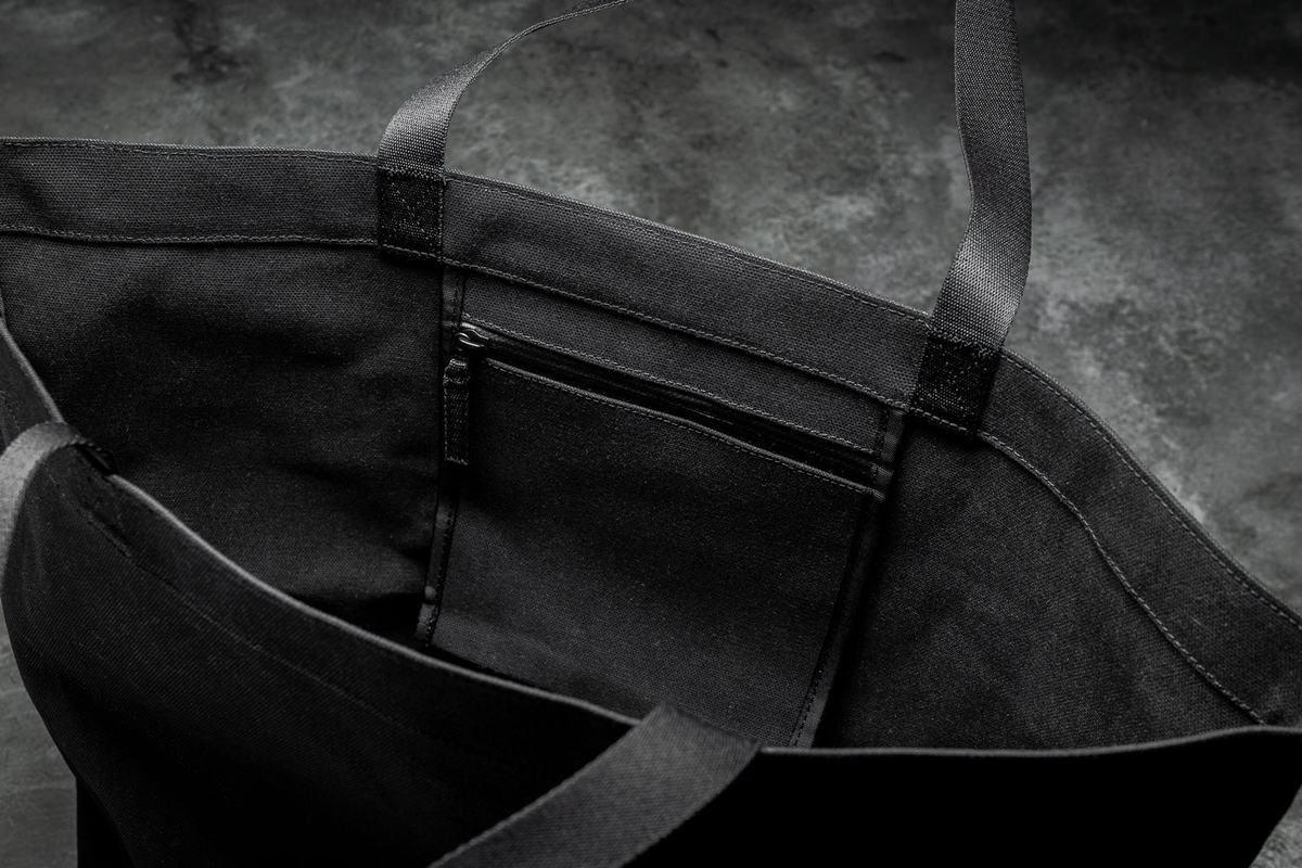 Nobull Waxed Canvas Open Top Tote Tassen Heren Zwart | 756034-OZM