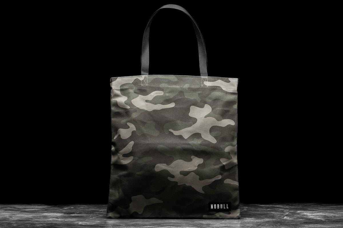 Nobull Waxed Canvas Tote Tassen Heren Groen Camo | 791480-SEI