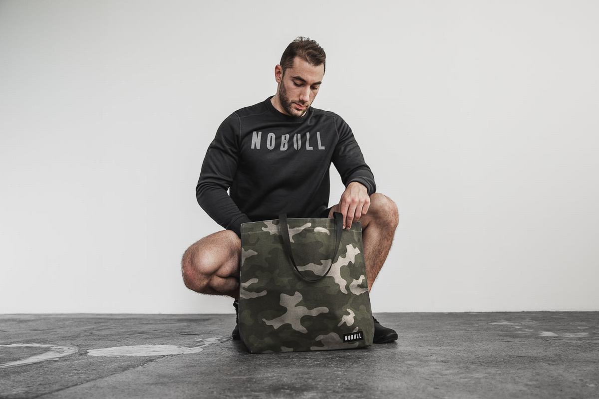 Nobull Waxed Canvas Tote Tassen Heren Groen Camo | 791480-SEI