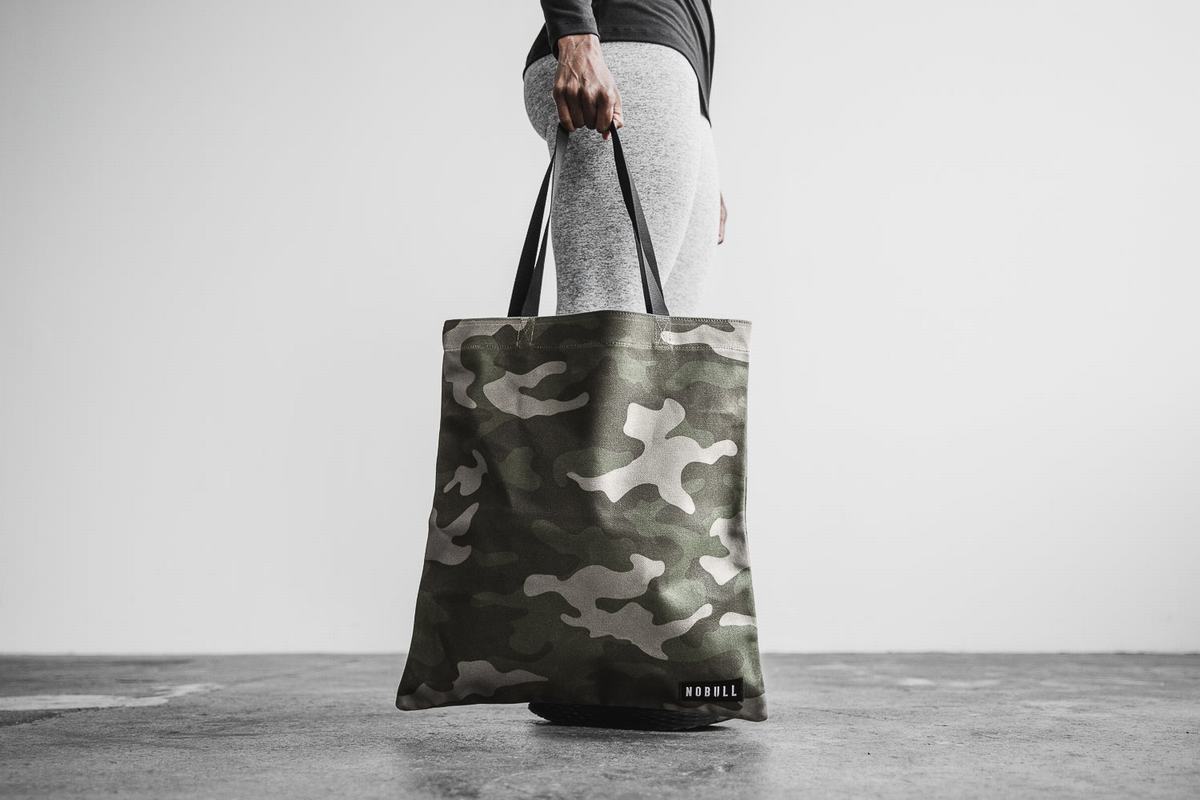 Nobull Waxed Canvas Tote Tassen Heren Groen Camo | 791480-SEI
