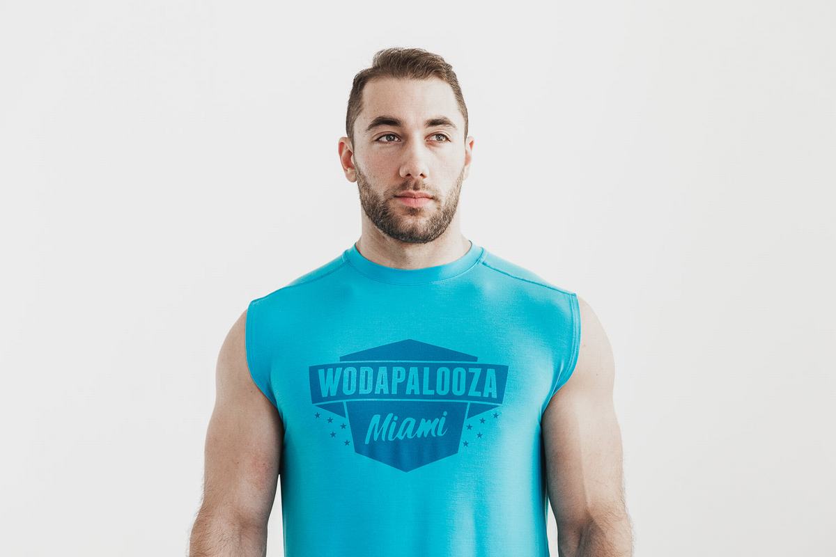 Nobull Wodapalooza Mouwloos T-shirts Heren Blauw | 102864-KPM