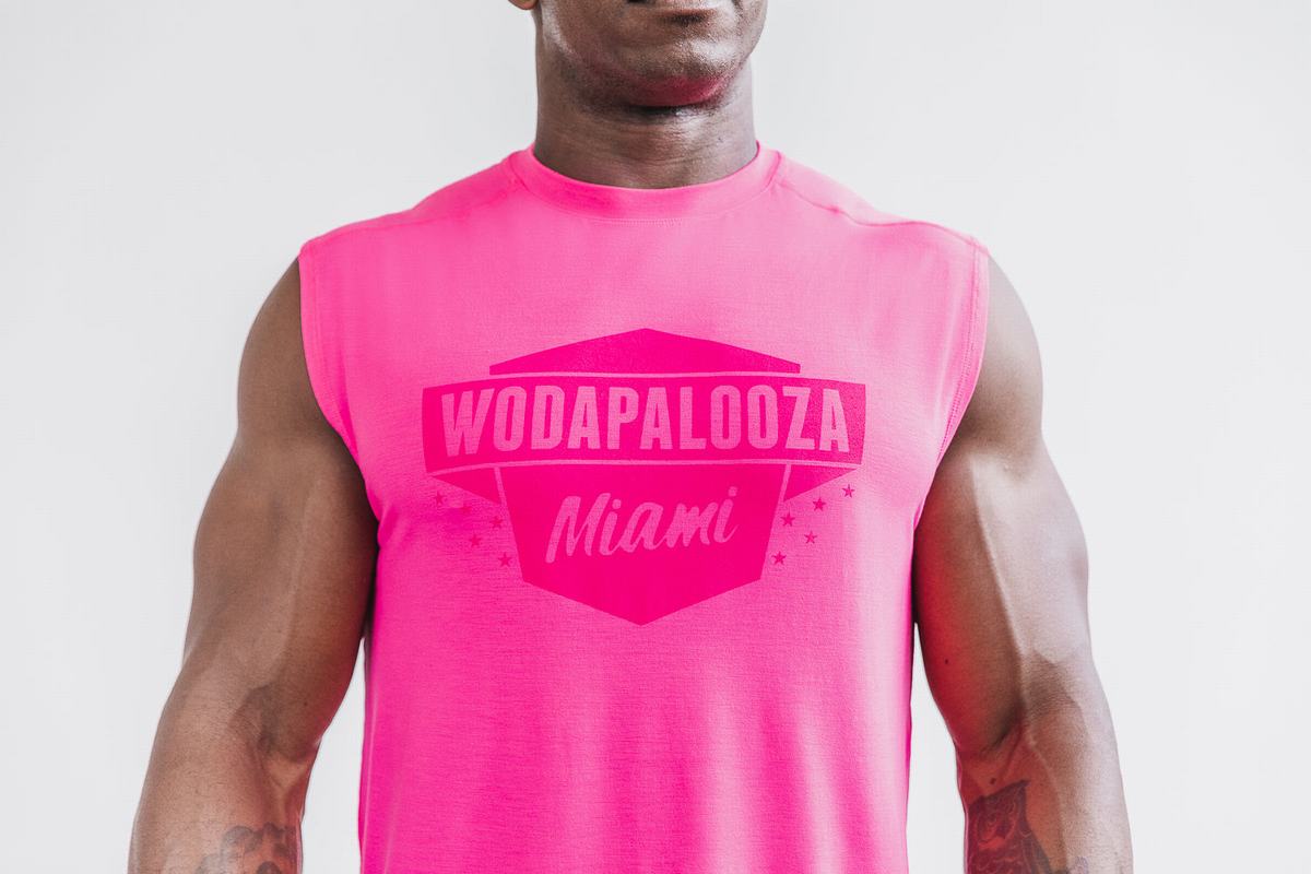 Nobull Wodapalooza Mouwloos T-shirts Heren Roze | 803172-IUY
