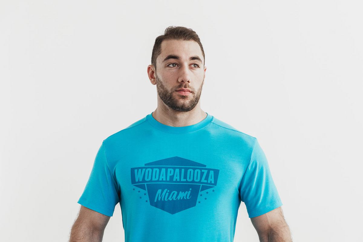 Nobull Wodapalooza T-shirts Heren Blauw | 143856-FJO