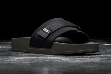Nobull Adjustable Slippers Dames Zwart Donkergroen | 345081-NAI