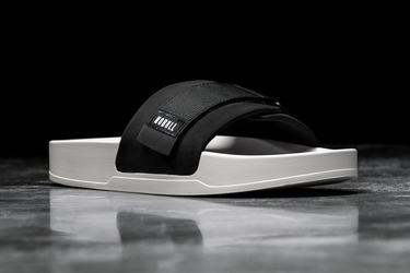 Nobull Adjustable Slippers Dames Zwart Wit | 753640-LTB