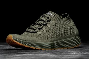 Nobull Army Knit Runner Loopschoenen Dames Olijfgroen | 801795-ENS