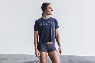 Nobull Boxy T-shirts Dames Donkerblauw | 856390-SCI