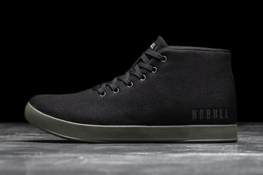 Nobull Canvas Mid Trainer Fitness Schoenen Heren Zwart Donkergroen | 617294-UOZ