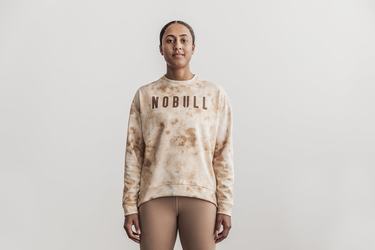 Nobull Crew Tie-Dye Sweatshirts Dames Wit | 875034-ESP