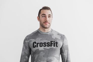 Nobull Crossfit® T-Shirt Lange Mouw Heren Grijs Camo | 208437-AMO