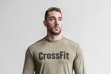Nobull Crossfit® T-Shirt Lange Mouw Heren Groen | 239608-PNR
