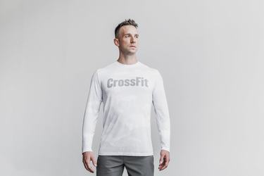 Nobull Crossfit® T-Shirt Lange Mouw Heren Wit Camo | 634157-XLA