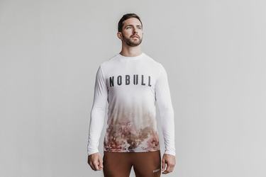 Nobull Dip-Dye T-Shirt Lange Mouw Heren Wit | 084617-ZPN