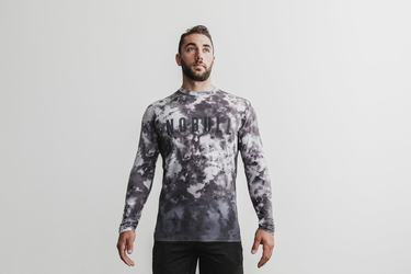 Nobull Dip-Dye T-Shirt Lange Mouw Heren Wit Zwart | 264538-PJS