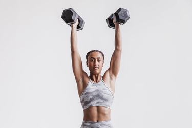 Nobull Halter Plush Heather Sport Bh Dames Wit Camo | 493562-ZFW