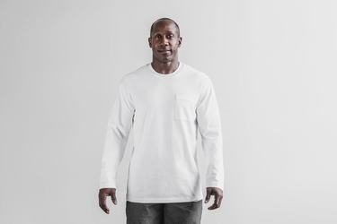 Nobull Heavyweight Pocket T-Shirt Lange Mouw Heren Wit | 378924-TQS
