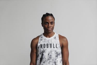 Nobull High-Neck Artists For Humanity Tank Tanktop Dames Wit Zwart | 381745-CET