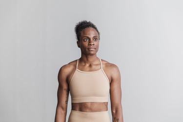 Nobull High-Neck Matte Sport Bh Dames Beige | 530682-JWA