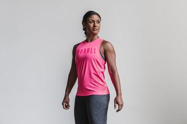 Nobull High-Neck Tank Neon Tanktop Dames Roze | 208945-SUW