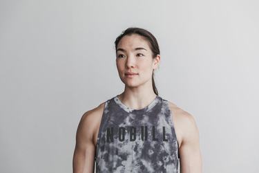 Nobull High-Neck Tank Tie-Dye Tanktop Dames Wit Zwart | 328517-ITM