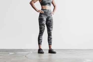 Nobull High-Rise 7/8 Tight Plush Heather Hardloopbroek Dames Donkergrijs Camo | 970834-GJU