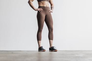 Nobull High-Rise Crop Plush Heather Hardloopbroek Dames Bruin | 023598-KWD