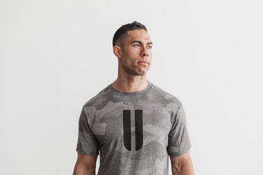 Nobull Horns T-shirts Heren Grijs Camo | 041573-EZY