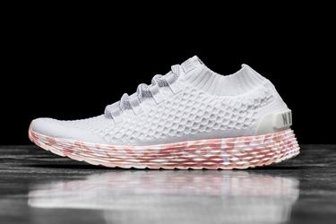 Nobull Knit Runner Loopschoenen Dames Wit Roze | 654981-WFU