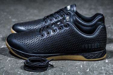 Nobull Leather Trainer Fitness Schoenen Heren Zwart | 291430-NQY