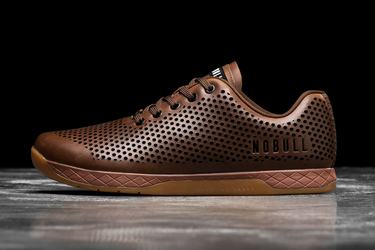 Nobull Leather Trainer Fitness Schoenen Heren Koffie | 786450-ZMA